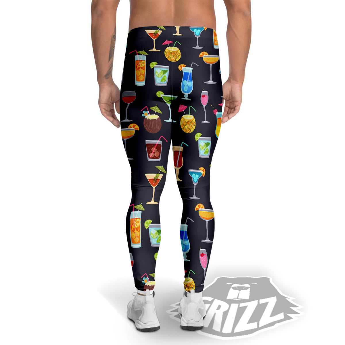 Cocktail Exotic Print Pattern Men's Leggings-grizzshop