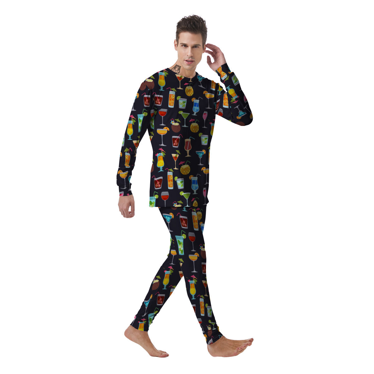 Cocktail Exotic Print Pattern Men's Pajamas-grizzshop