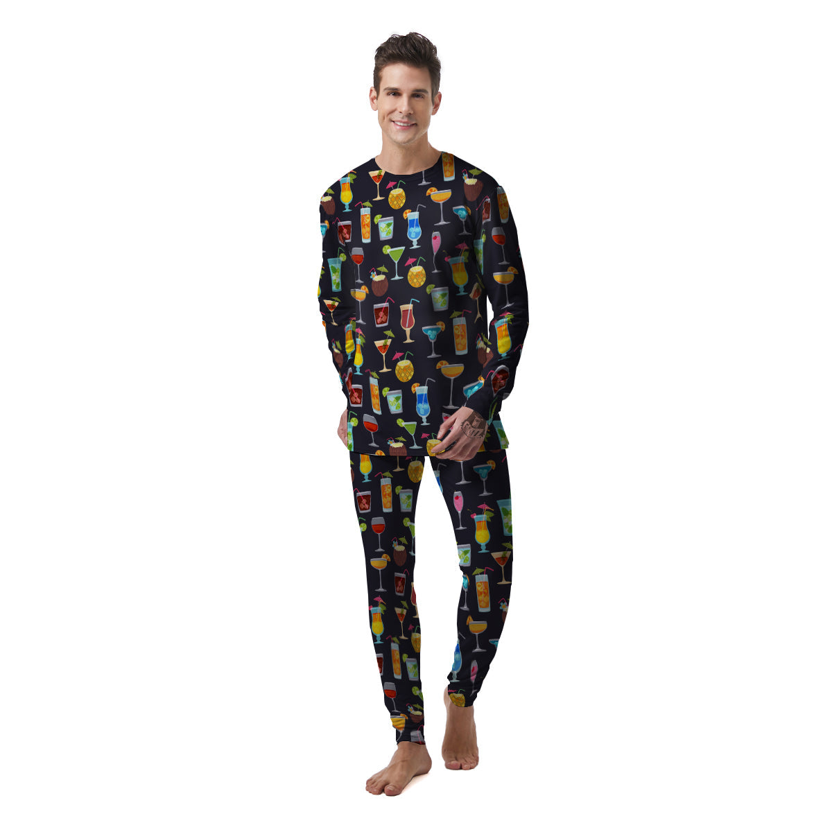 Cocktail Exotic Print Pattern Men's Pajamas-grizzshop