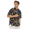 Cocktail Exotic Print Pattern Men's Short Sleeve Shirts-grizzshop