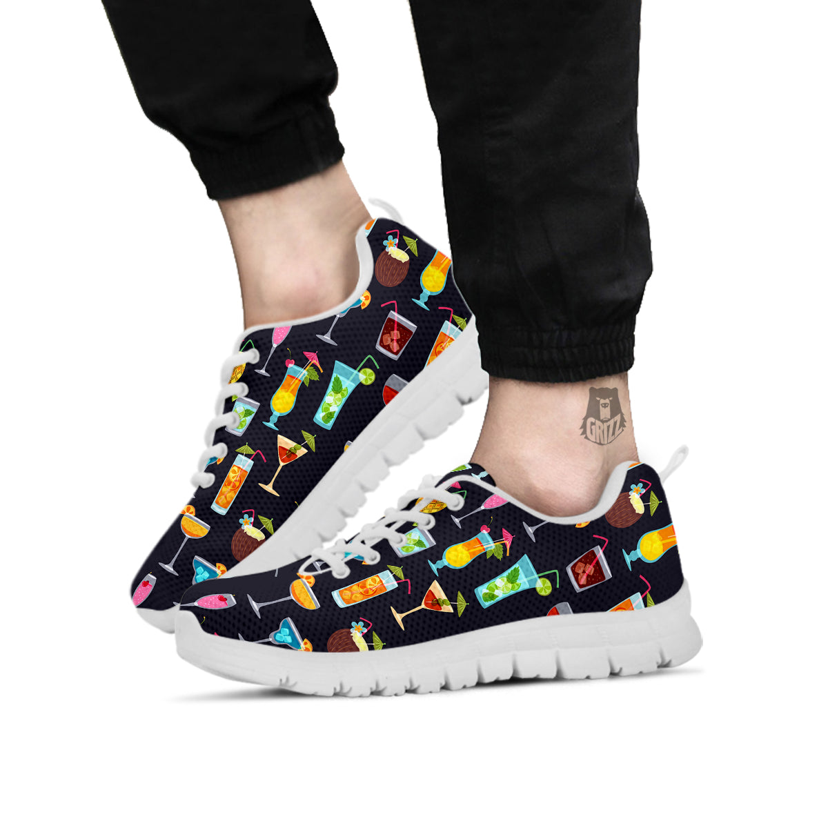 Cocktail Exotic Print Pattern White Sneaker-grizzshop