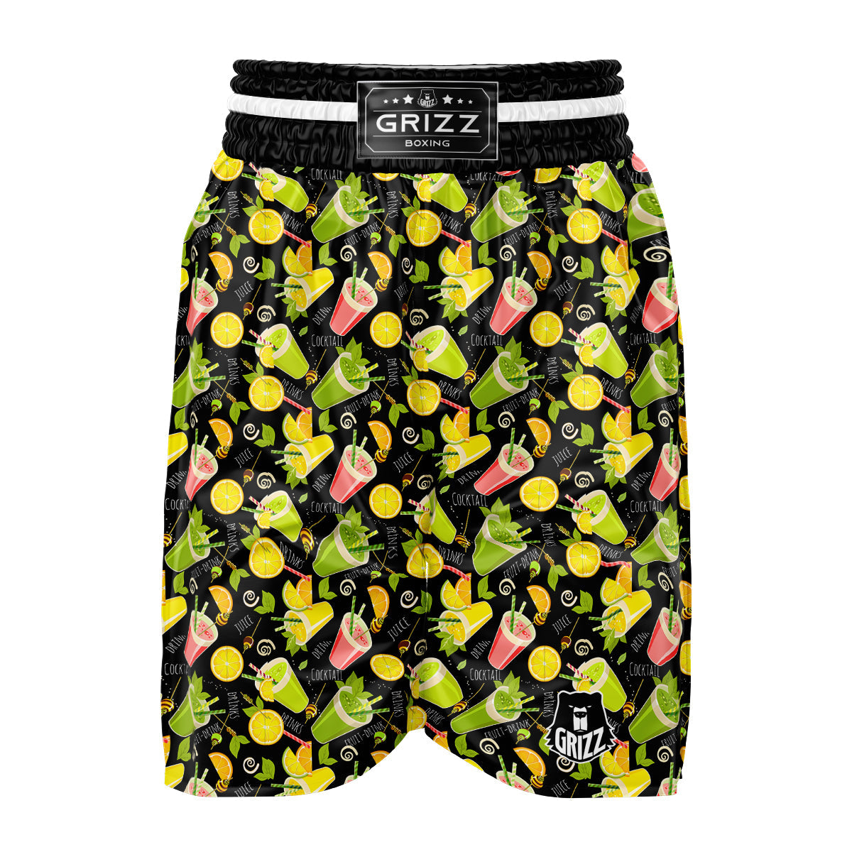 Cocktail Lemon Print Pattern Boxing Shorts-grizzshop