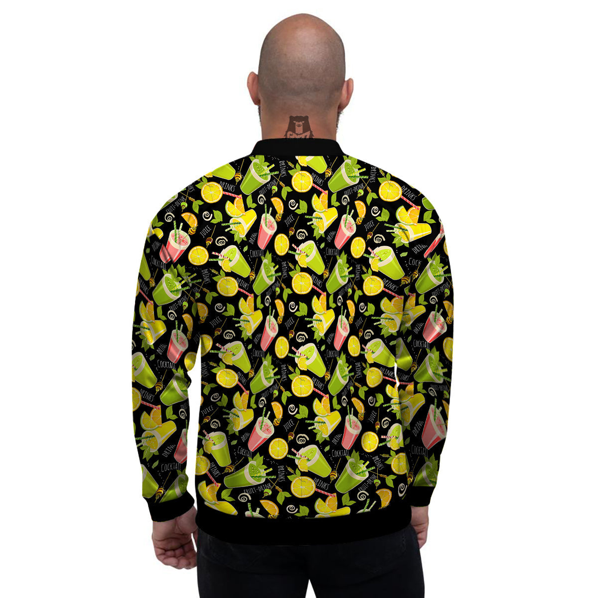 Cocktail Lemon Print Pattern Men's Bomber Jacket-grizzshop