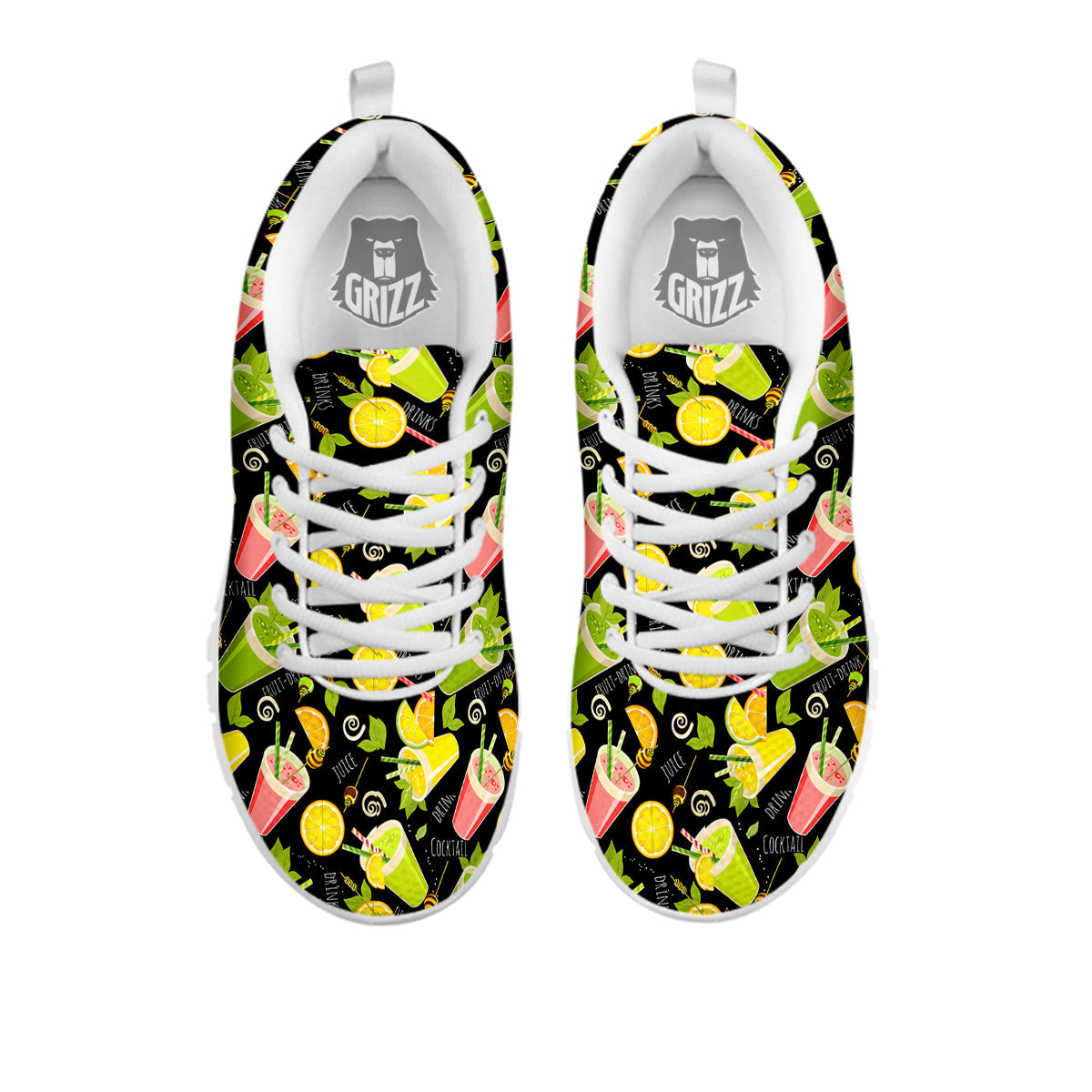 Cocktail Lemon Print Pattern White Sneaker-grizzshop