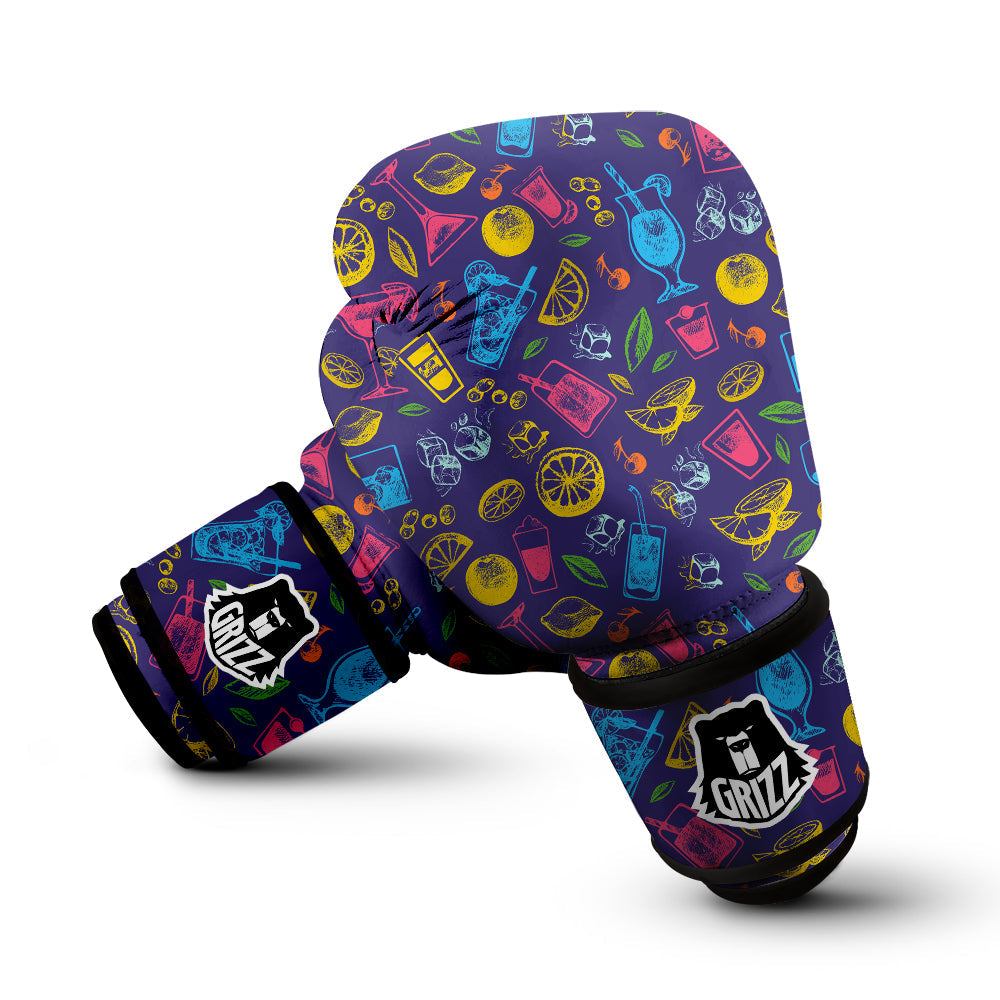 Cocktail Watercolor Print Pattern Boxing Gloves-grizzshop