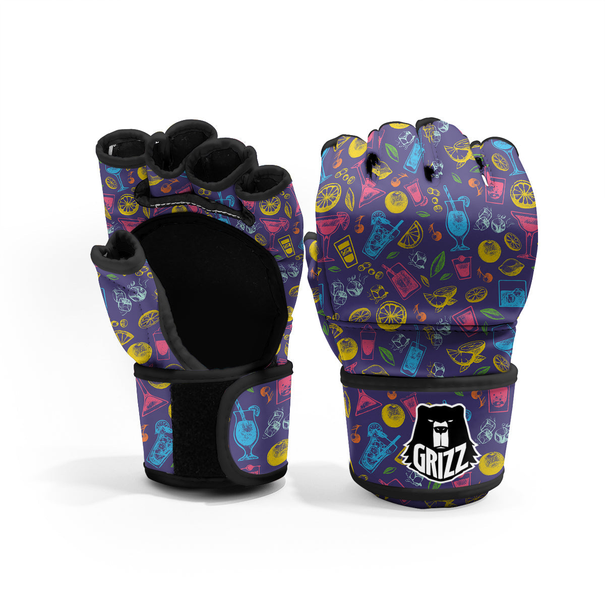 Cocktail Watercolor Print Pattern MMA Gloves-grizzshop