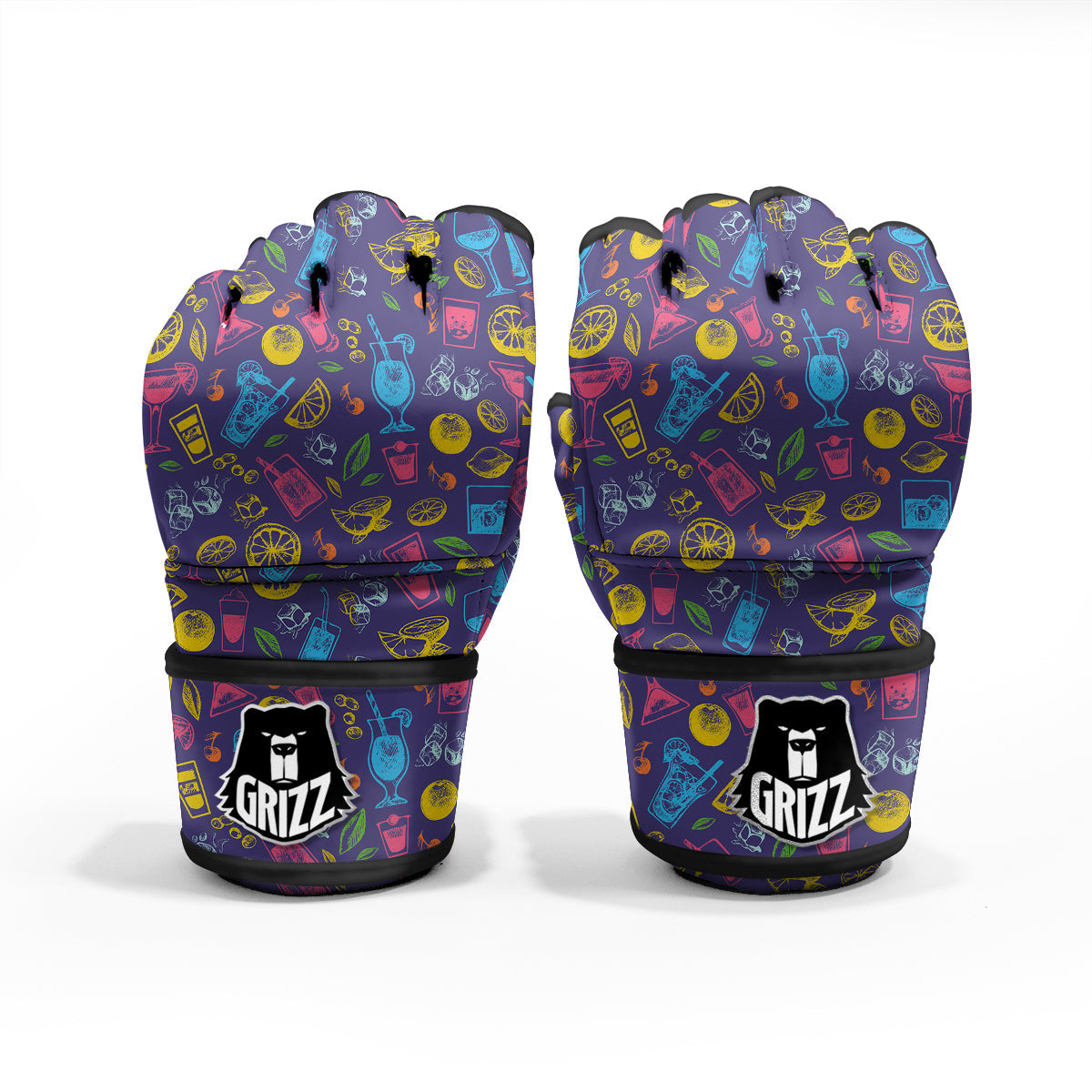 Cocktail Watercolor Print Pattern MMA Gloves-grizzshop