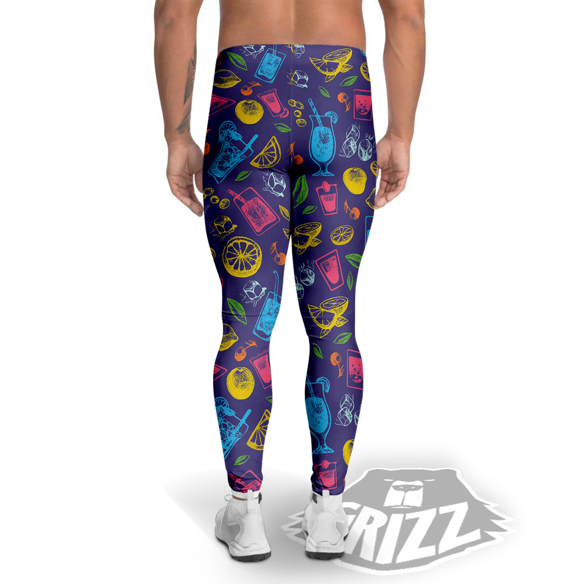 Cocktail Watercolor Print Pattern Men's Leggings-grizzshop