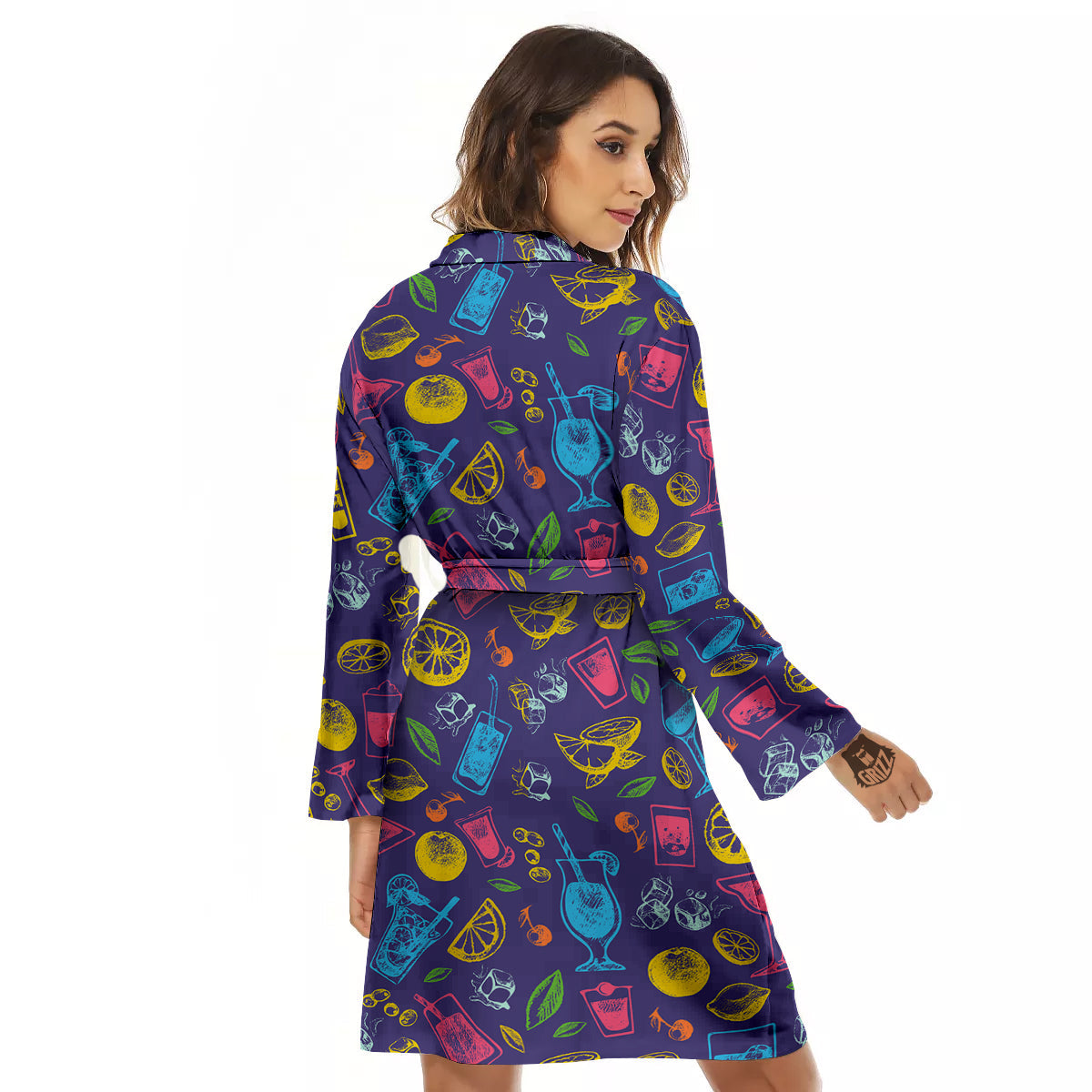 Cocktail Watercolor Print Pattern Women's Robe-grizzshop