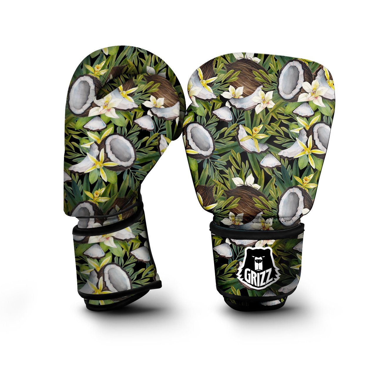 Coconut And Vanilla Flower Print Pattern Boxing Gloves-grizzshop