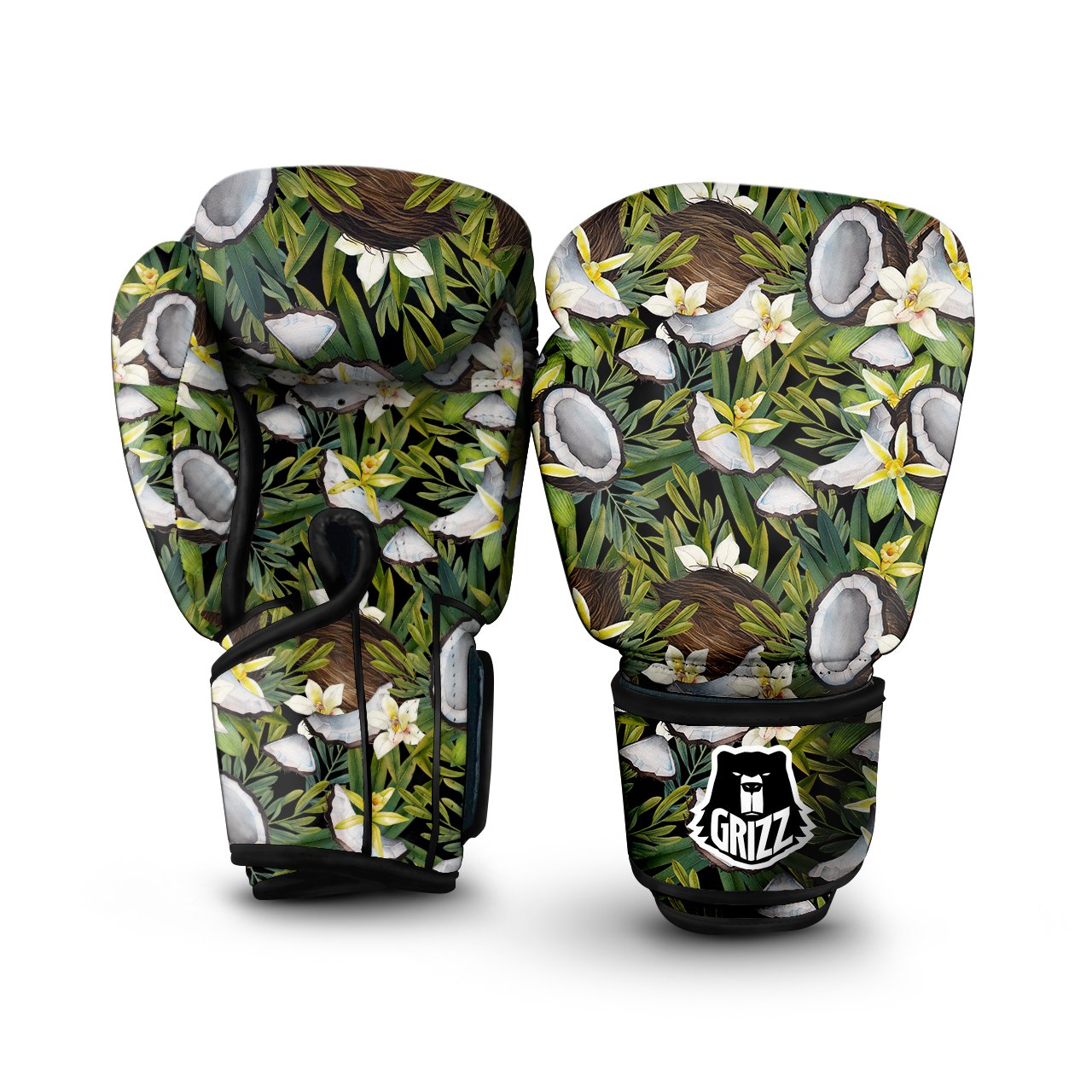 Coconut And Vanilla Flower Print Pattern Boxing Gloves-grizzshop
