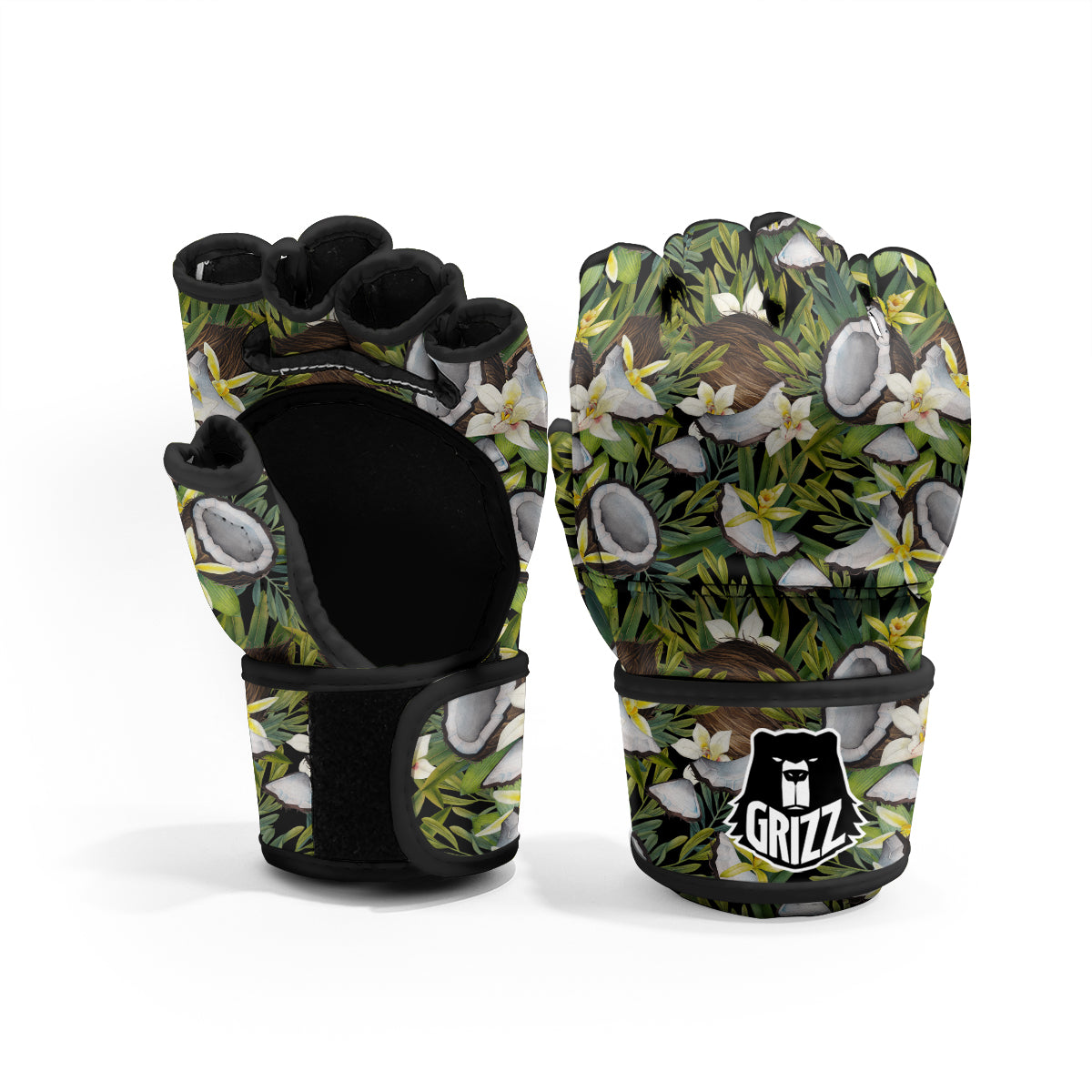 Coconut And Vanilla Flower Print Pattern MMA Gloves-grizzshop