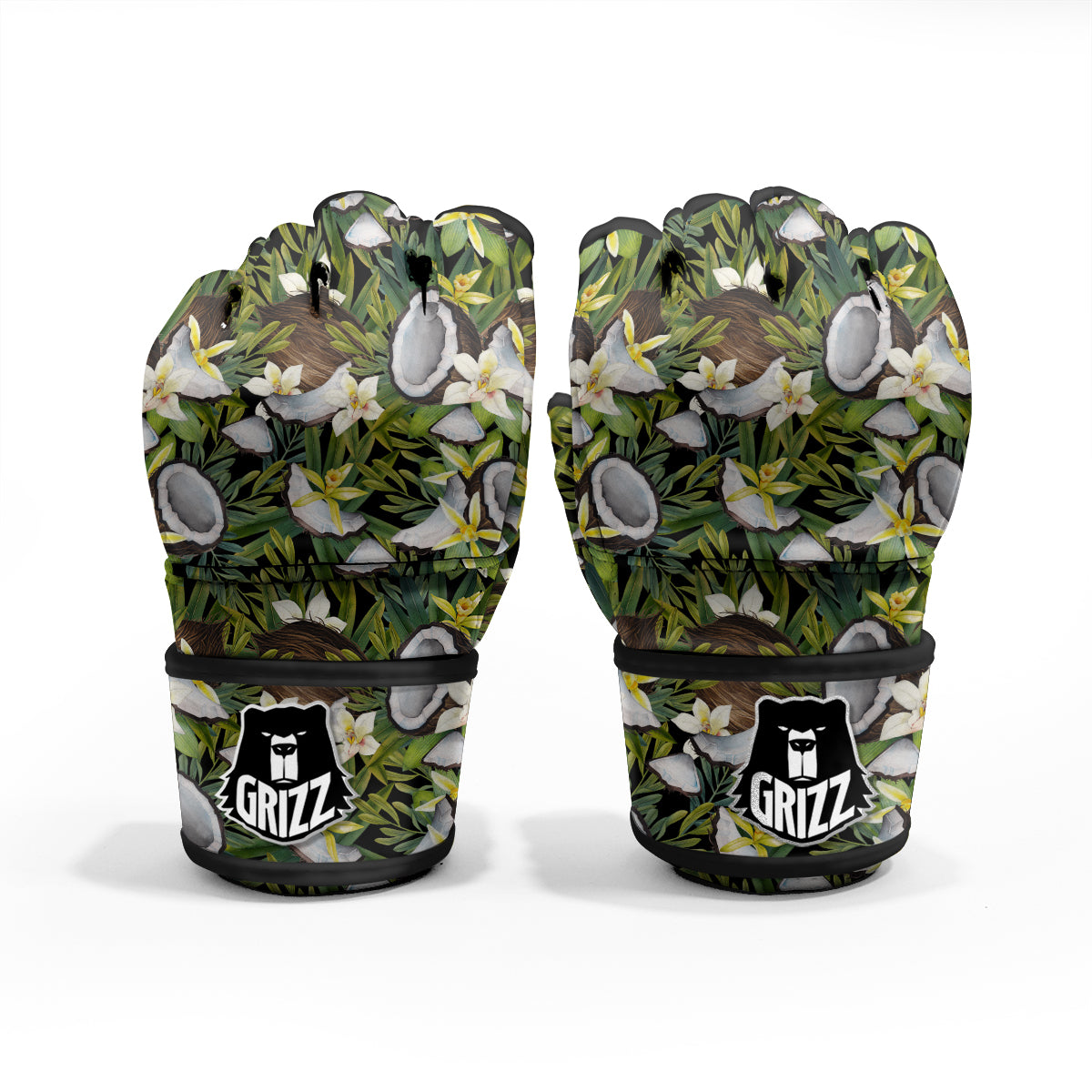 Coconut And Vanilla Flower Print Pattern MMA Gloves-grizzshop
