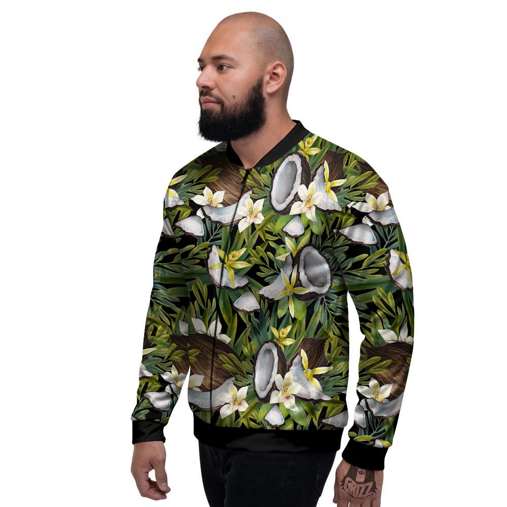 Coconut And Vanilla Flower Print Pattern Men's Bomber Jacket-grizzshop