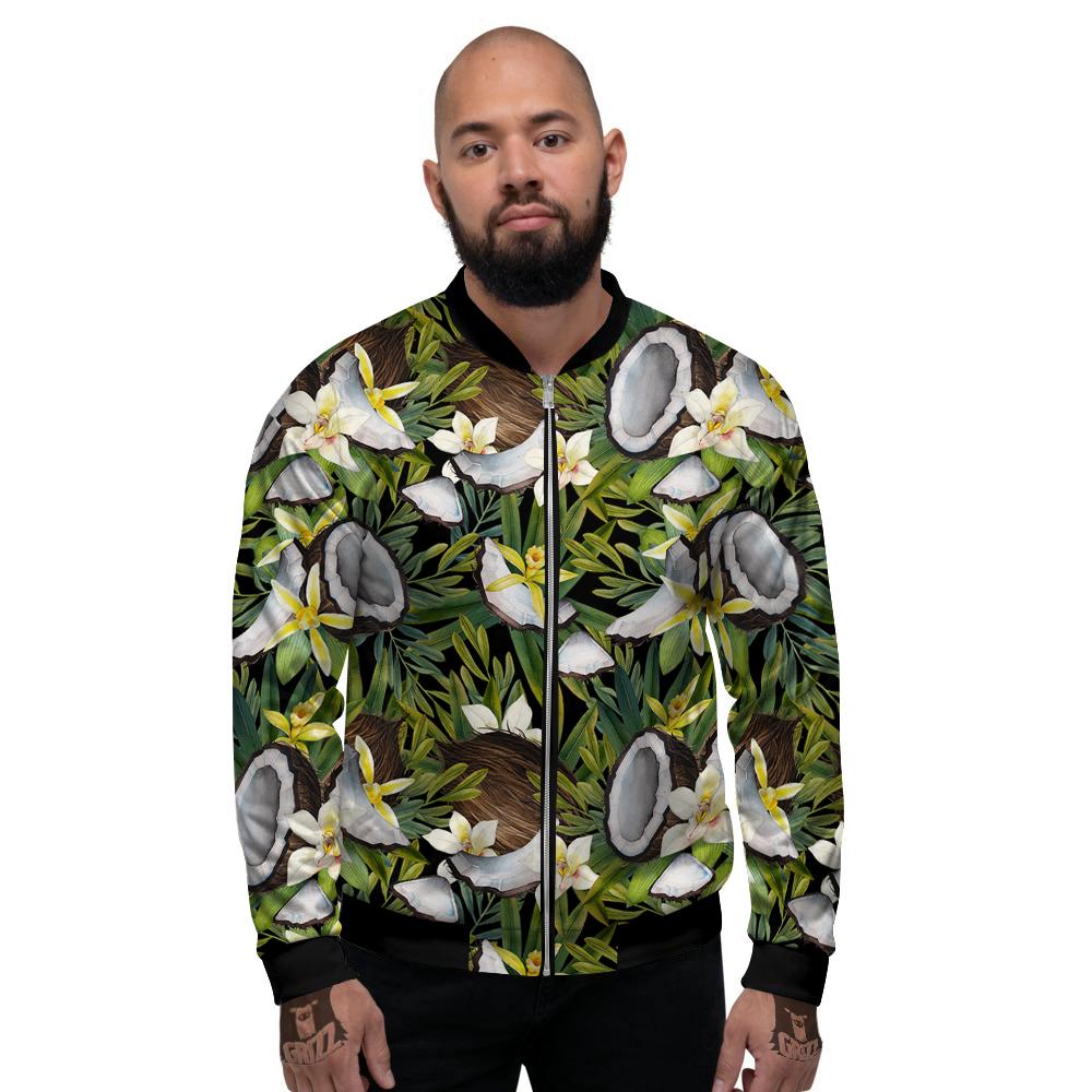 Coconut And Vanilla Flower Print Pattern Men's Bomber Jacket-grizzshop