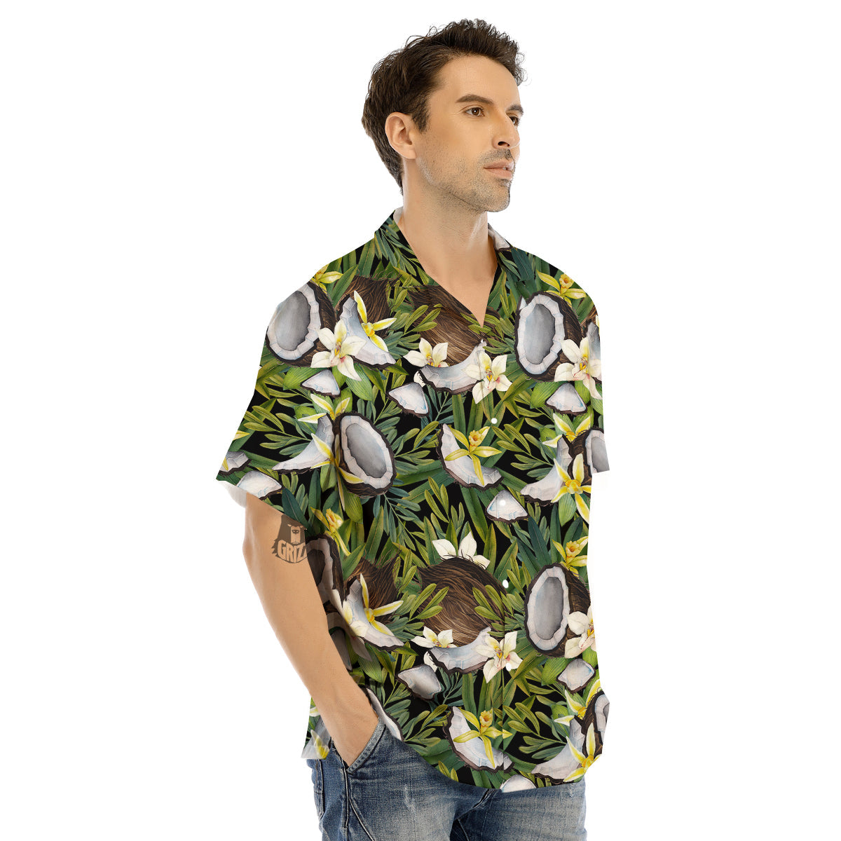 Coconut And Vanilla Flower Print Pattern Men's Hawaiian Shirt-grizzshop
