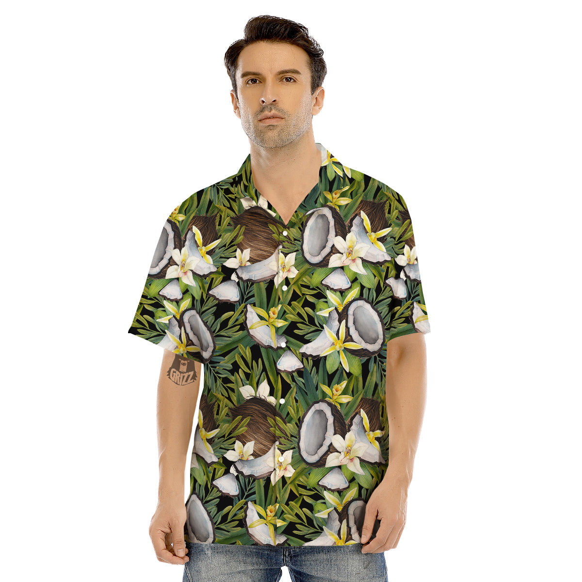 Coconut And Vanilla Flower Print Pattern Men's Hawaiian Shirt-grizzshop