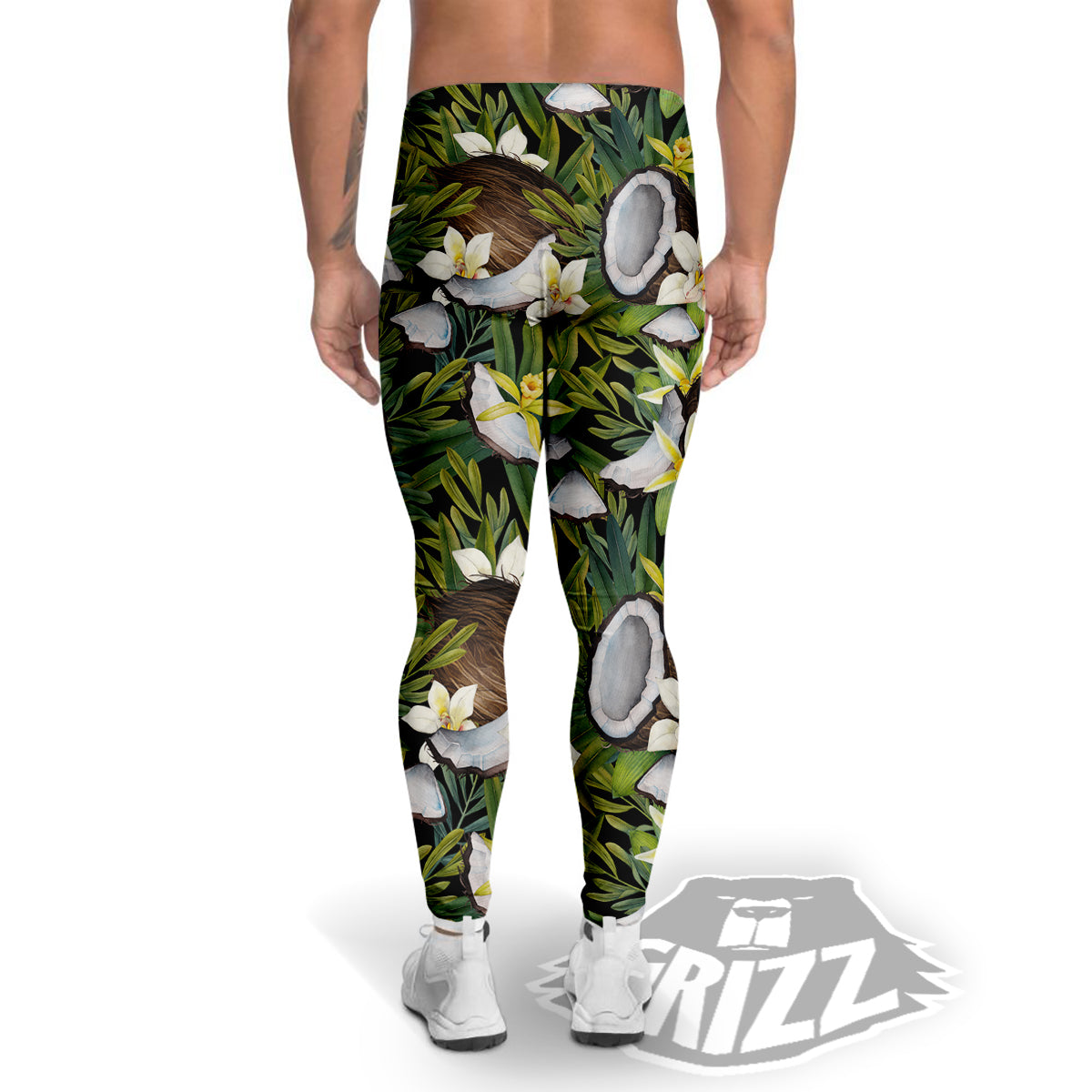 Coconut And Vanilla Flower Print Pattern Men's Leggings-grizzshop