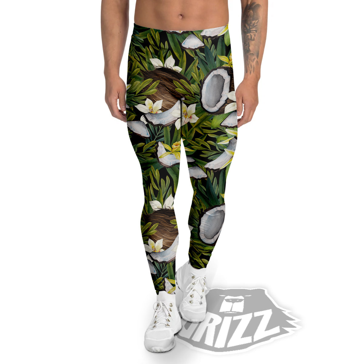 Coconut And Vanilla Flower Print Pattern Men's Leggings-grizzshop