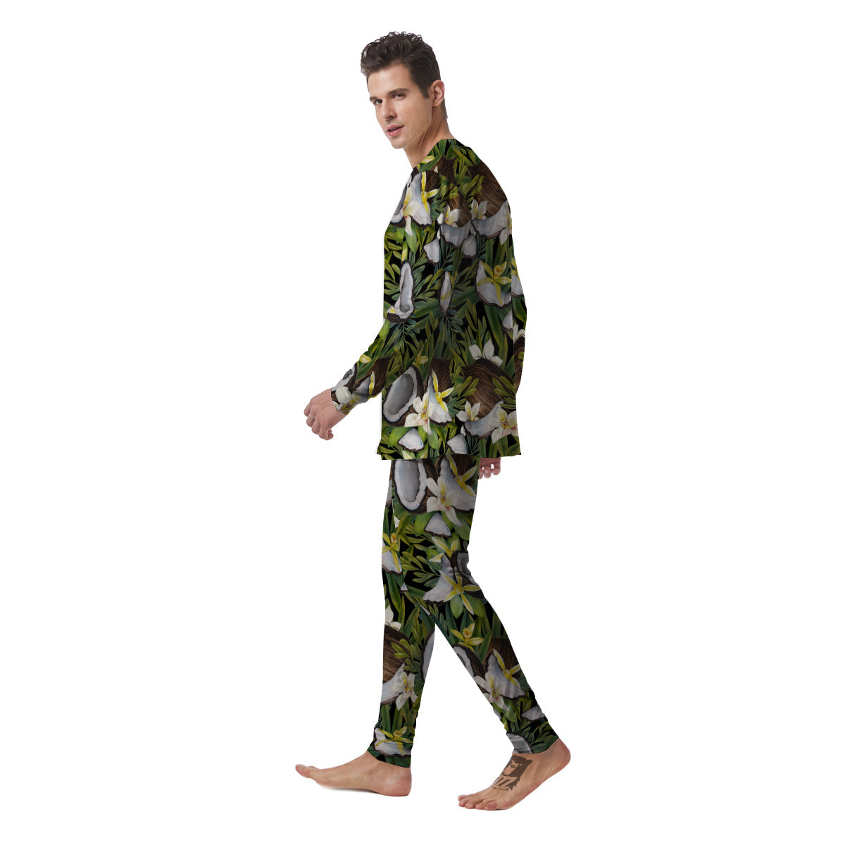 Coconut And Vanilla Flower Print Pattern Men's Pajamas-grizzshop