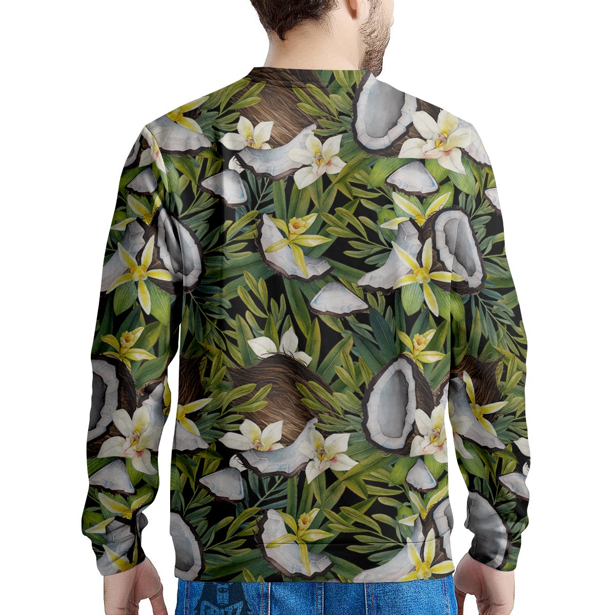 Coconut And Vanilla Flower Print Pattern Men's Sweatshirt-grizzshop