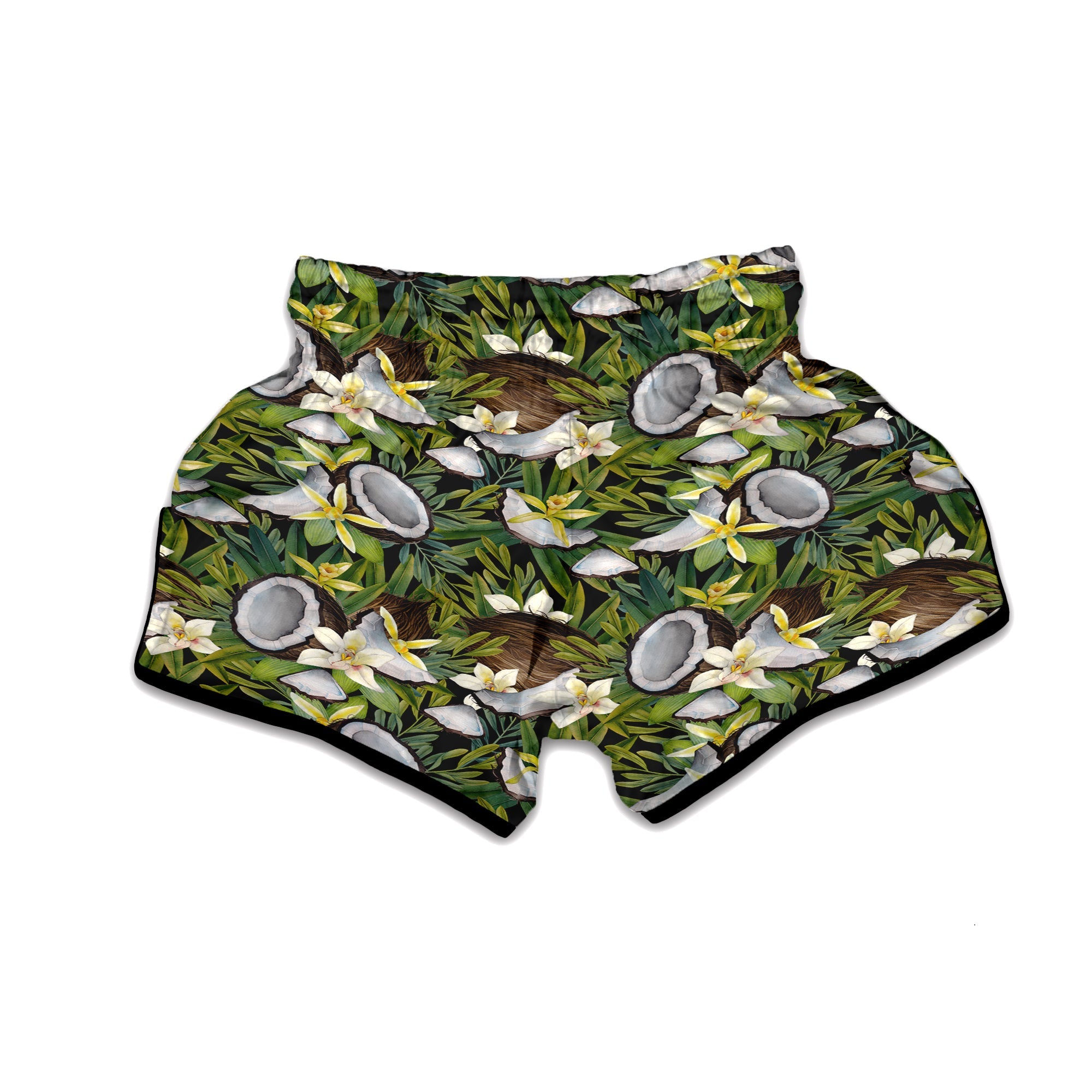Coconut And Vanilla Flower Print Pattern Muay Thai Boxing Shorts-grizzshop