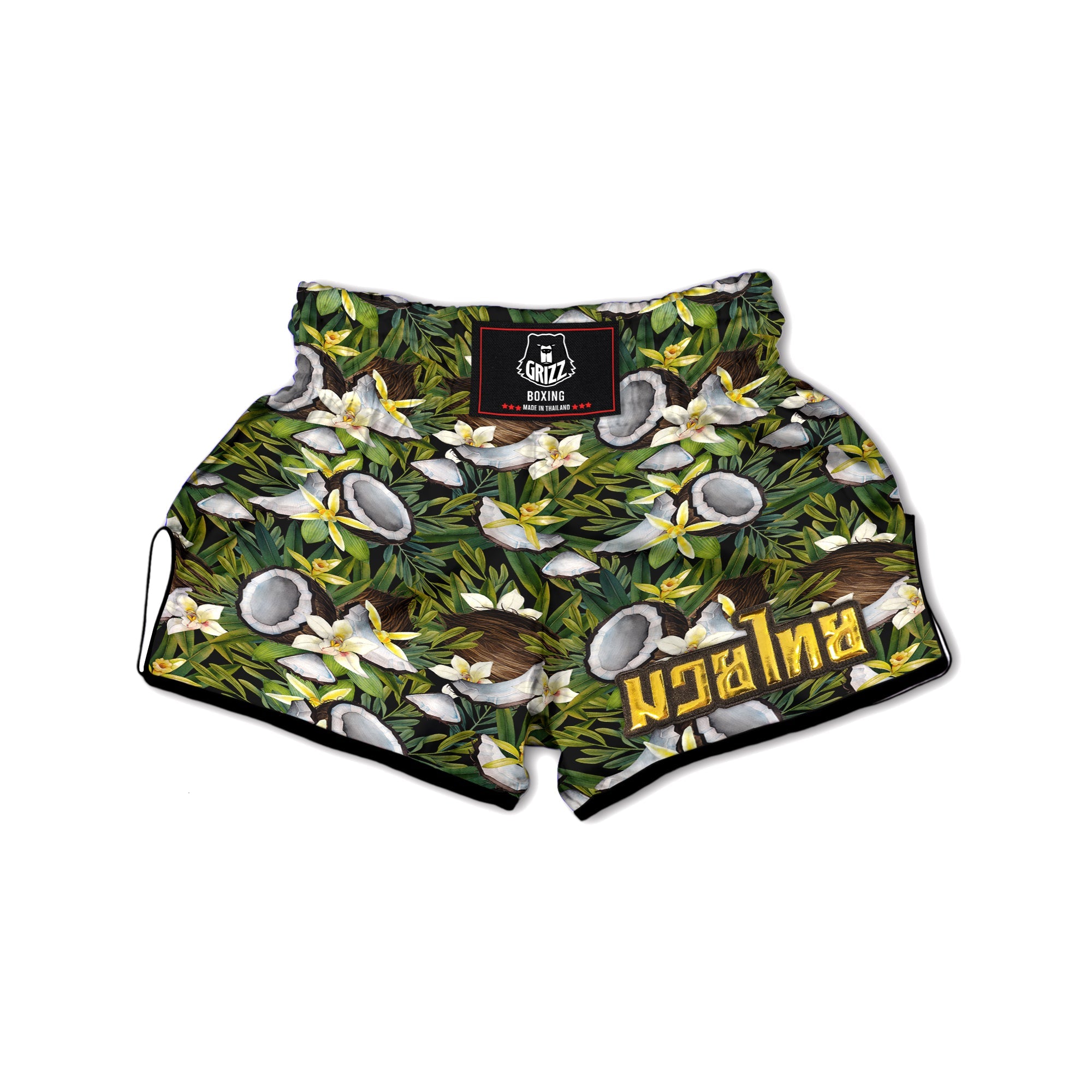 Coconut And Vanilla Flower Print Pattern Muay Thai Boxing Shorts-grizzshop