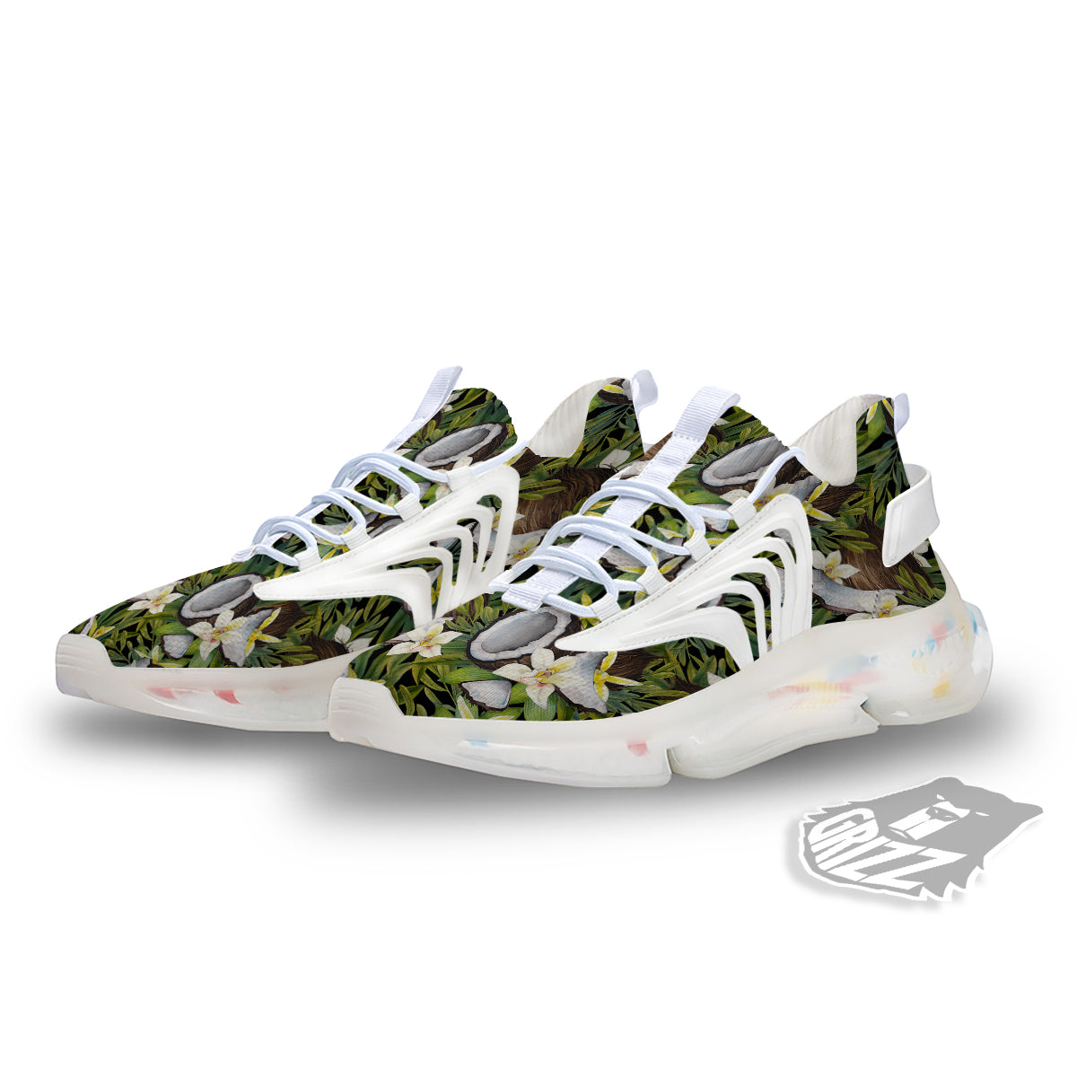 Coconut And Vanilla Flower Print Pattern White Gym Shoes-grizzshop