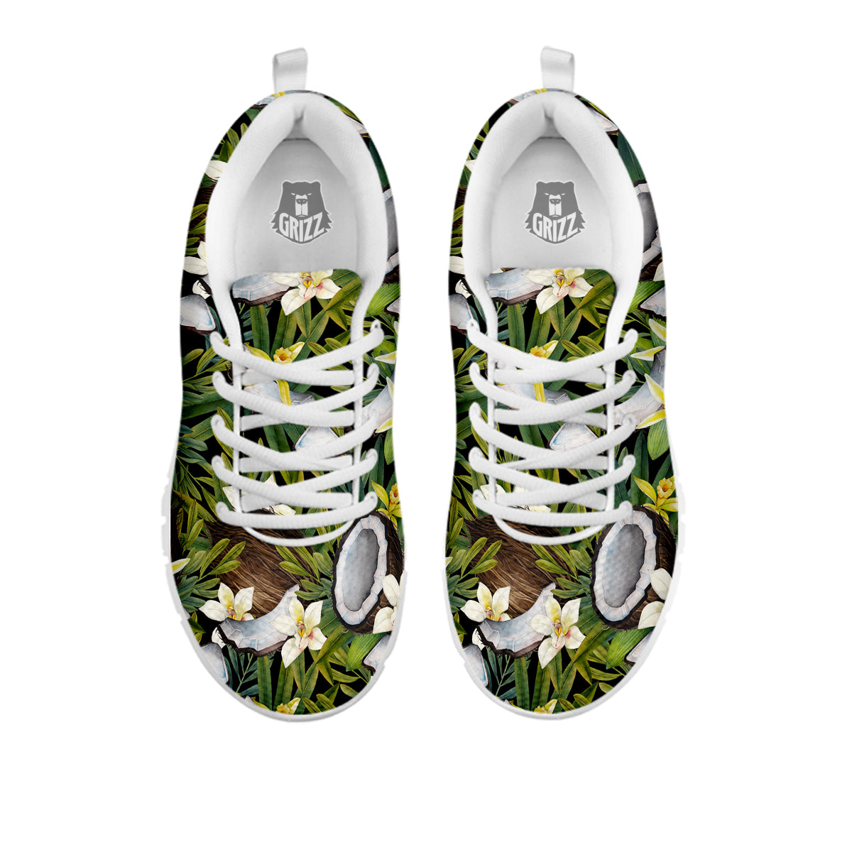 Coconut And Vanilla Flower Print Pattern White Sneaker-grizzshop