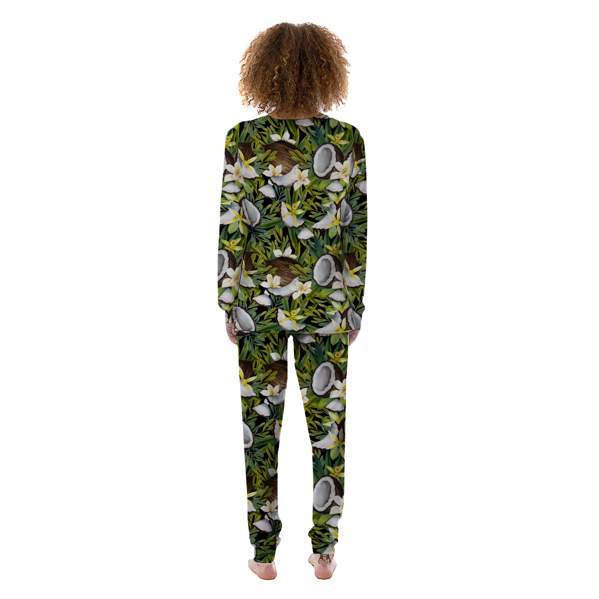 Coconut And Vanilla Flower Print Pattern Women's Pajamas-grizzshop