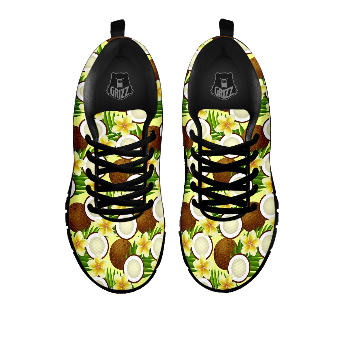 Coconut Beige Print Pattern Black Sneaker-grizzshop