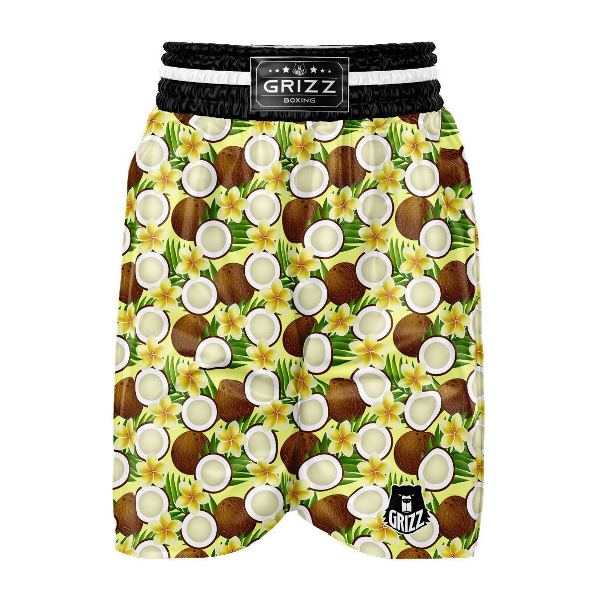 Coconut Beige Print Pattern Boxing Shorts-grizzshop