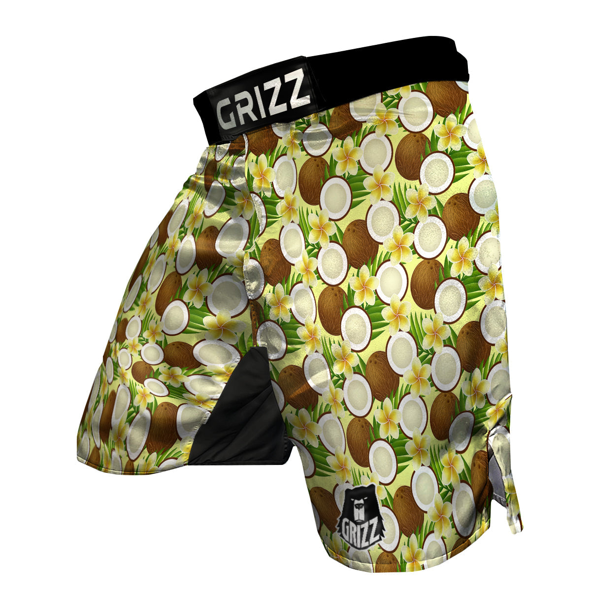 Coconut Beige Print Pattern MMA Shorts-grizzshop