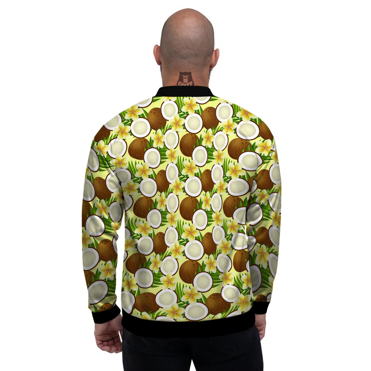 Coconut Beige Print Pattern Men's Bomber Jacket-grizzshop