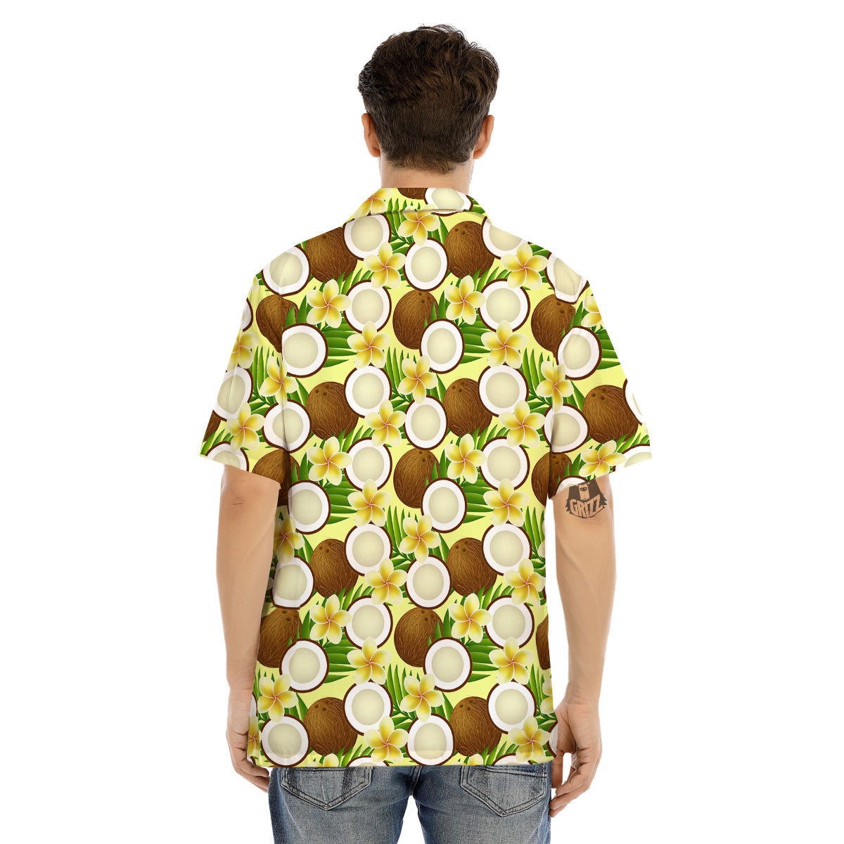 Coconut Beige Print Pattern Men's Hawaiian Shirt-grizzshop
