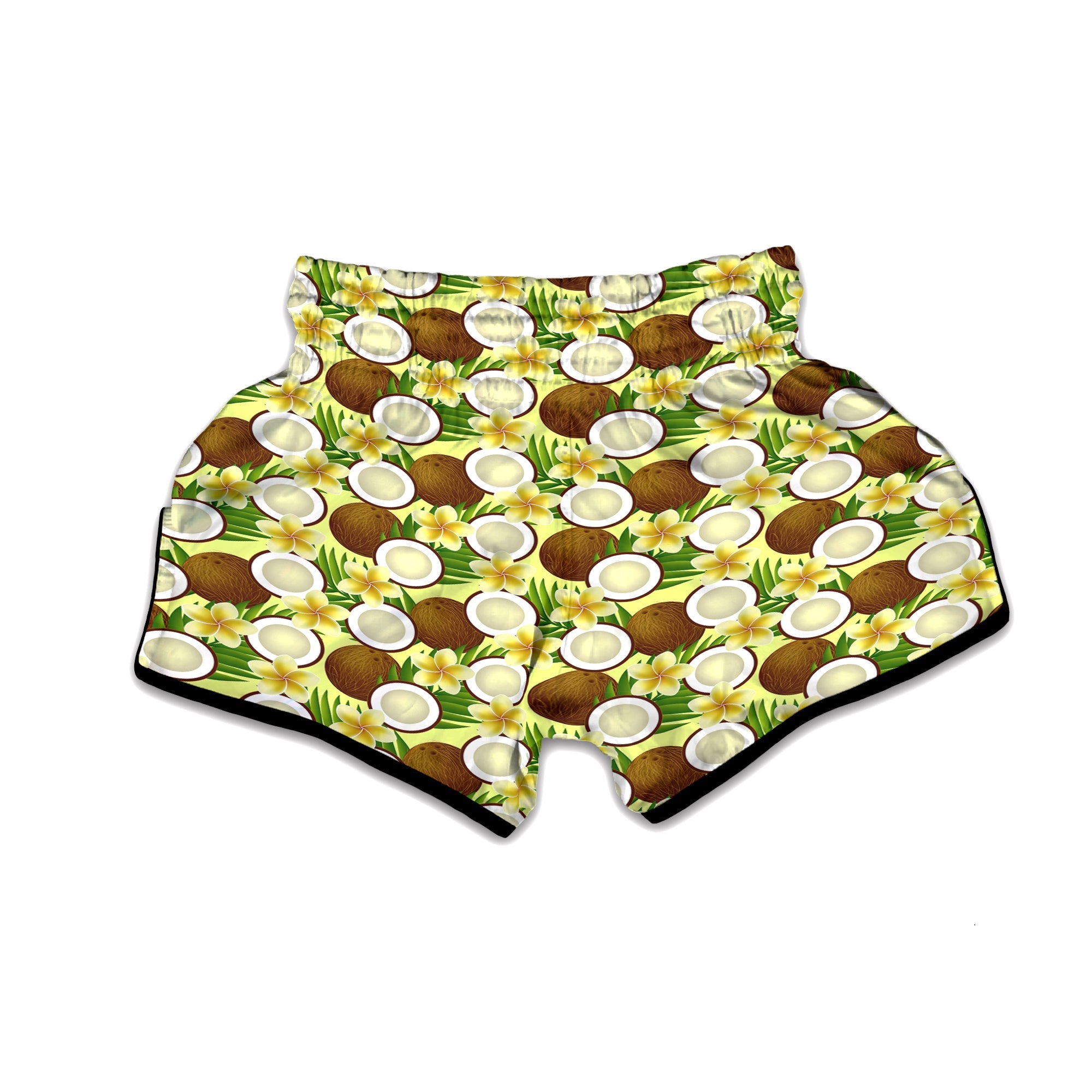 Coconut Beige Print Pattern Muay Thai Boxing Shorts-grizzshop