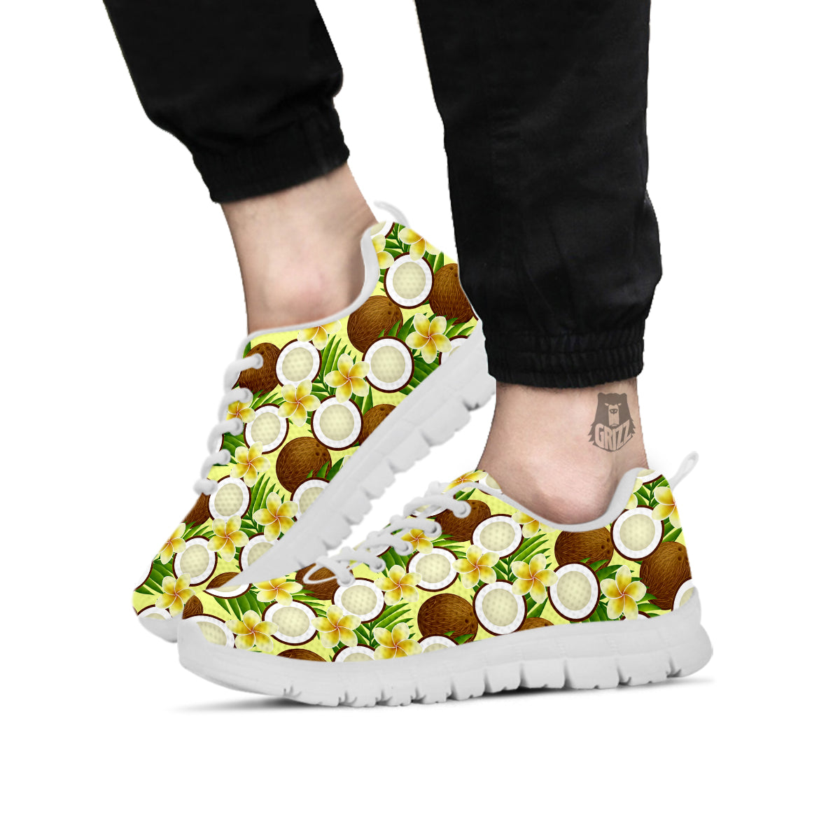 Coconut Beige Print Pattern White Sneaker-grizzshop