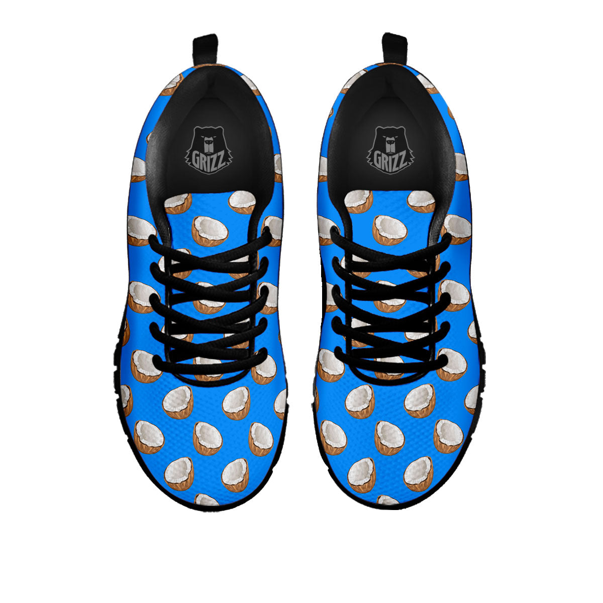 Coconut Blue Print Pattern Black Sneaker-grizzshop