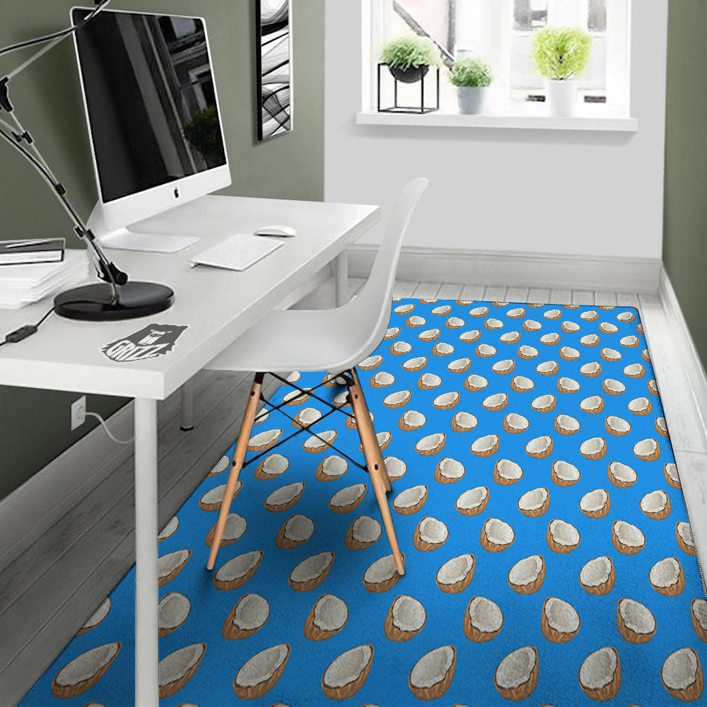 Coconut Blue Print Pattern Floor Mat-grizzshop