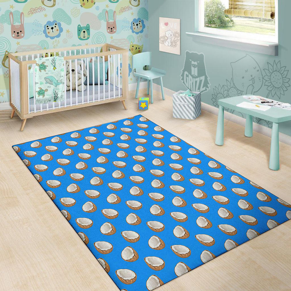 Coconut Blue Print Pattern Floor Mat-grizzshop