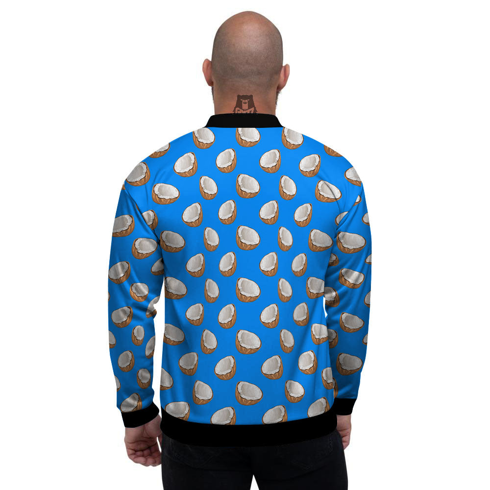 Coconut Blue Print Pattern Men's Bomber Jacket-grizzshop