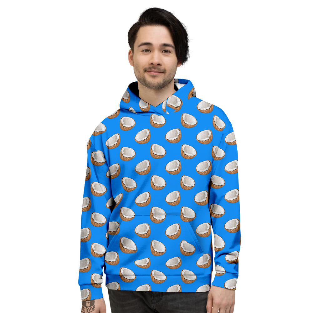 Coconut Blue Print Pattern Men's Hoodie-grizzshop