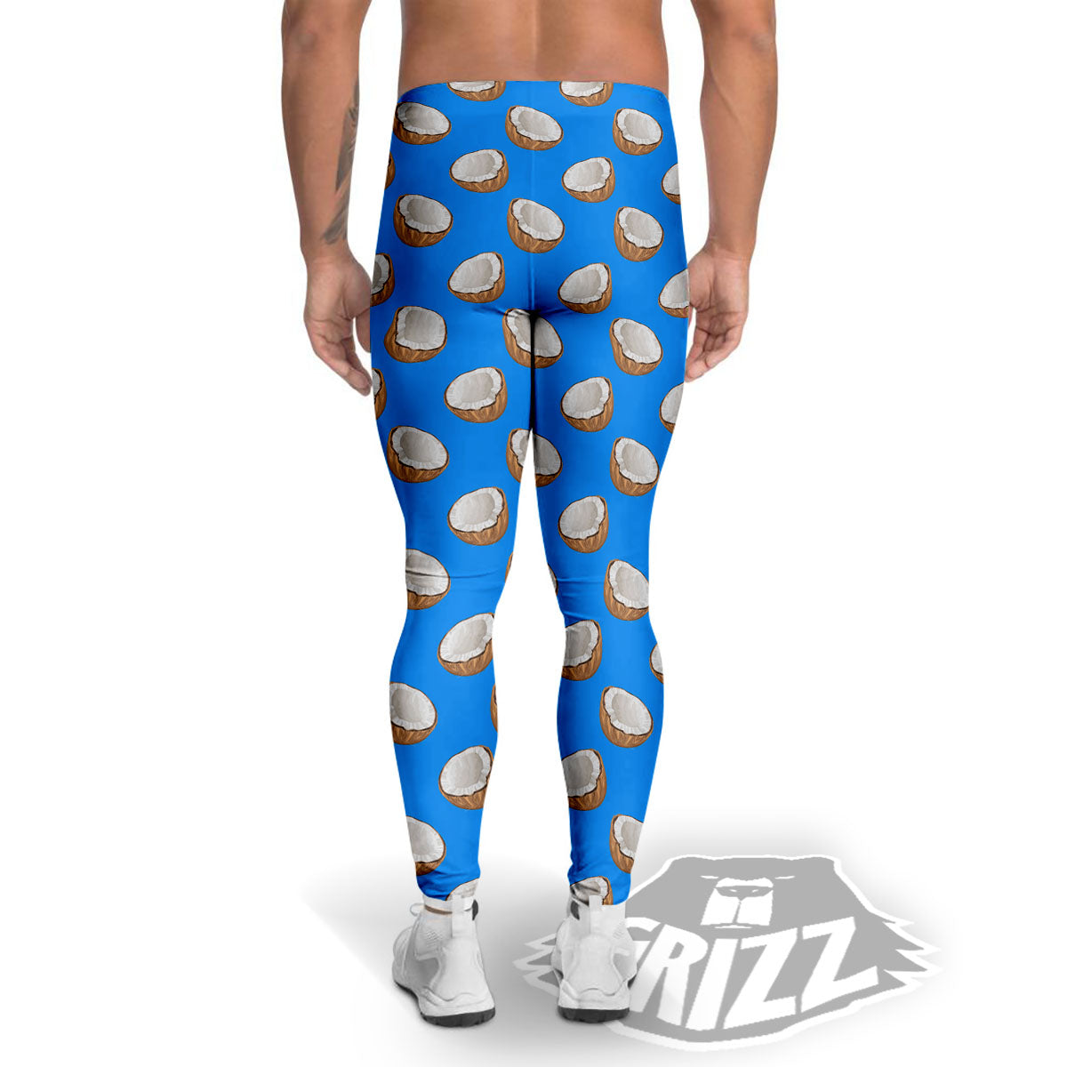 Coconut Blue Print Pattern Men's Leggings-grizzshop