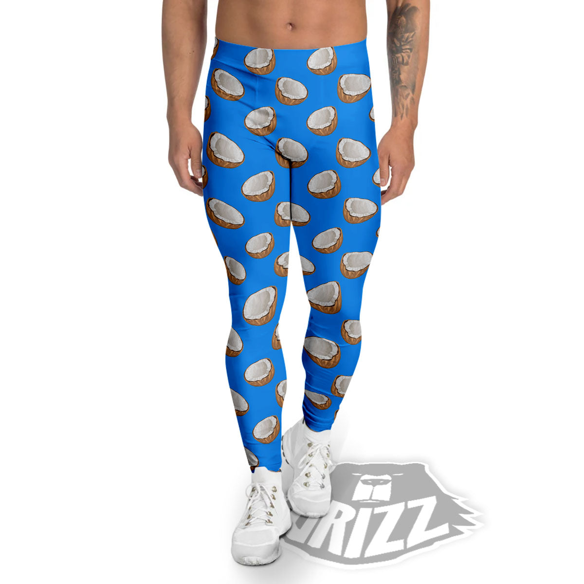Coconut Blue Print Pattern Men's Leggings-grizzshop