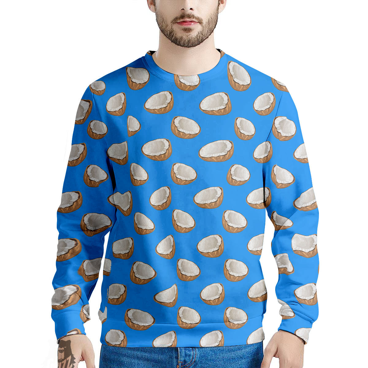 Coconut Blue Print Pattern Men's Sweatshirt-grizzshop