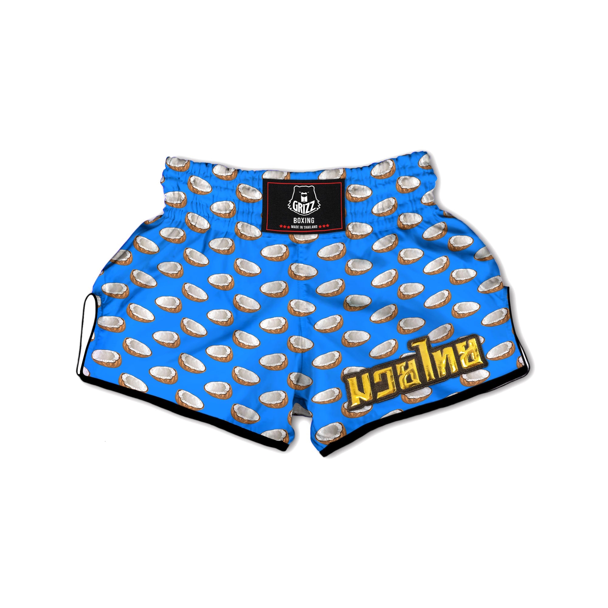 Coconut Blue Print Pattern Muay Thai Boxing Shorts-grizzshop