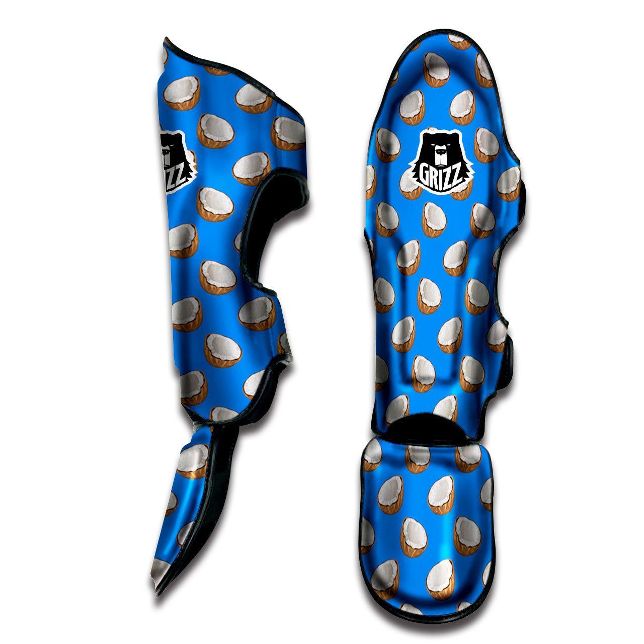Coconut Blue Print Pattern Muay Thai Shin Guards-grizzshop