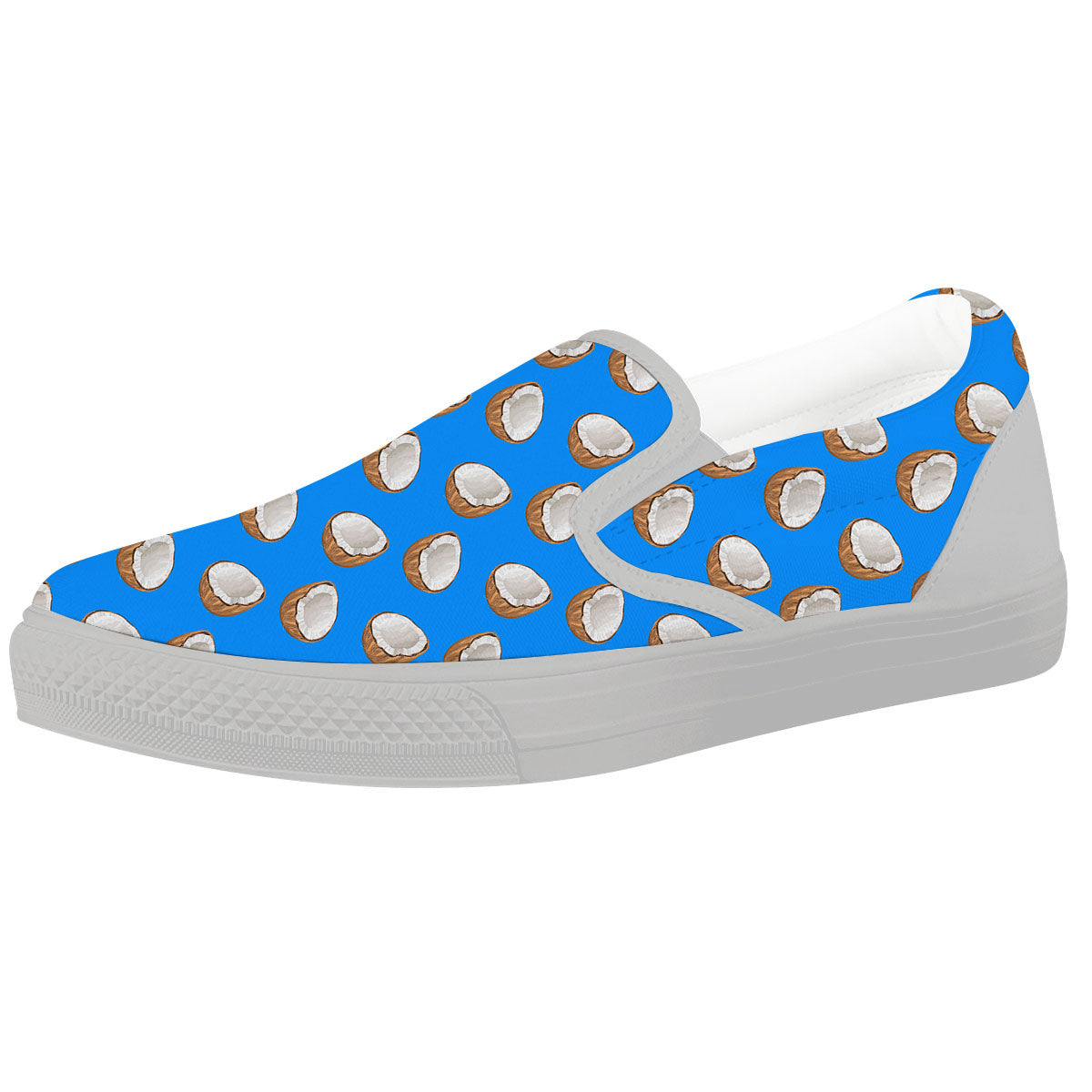 Coconut Blue Print Pattern White Slip On Shoes-grizzshop