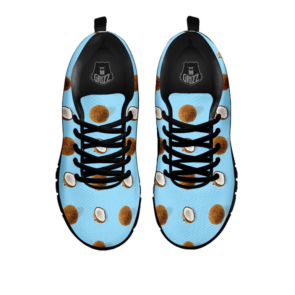 Coconut Blue Summer Print Pattern Black Sneaker-grizzshop