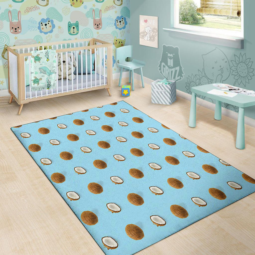 Coconut Blue Summer Print Pattern Floor Mat-grizzshop